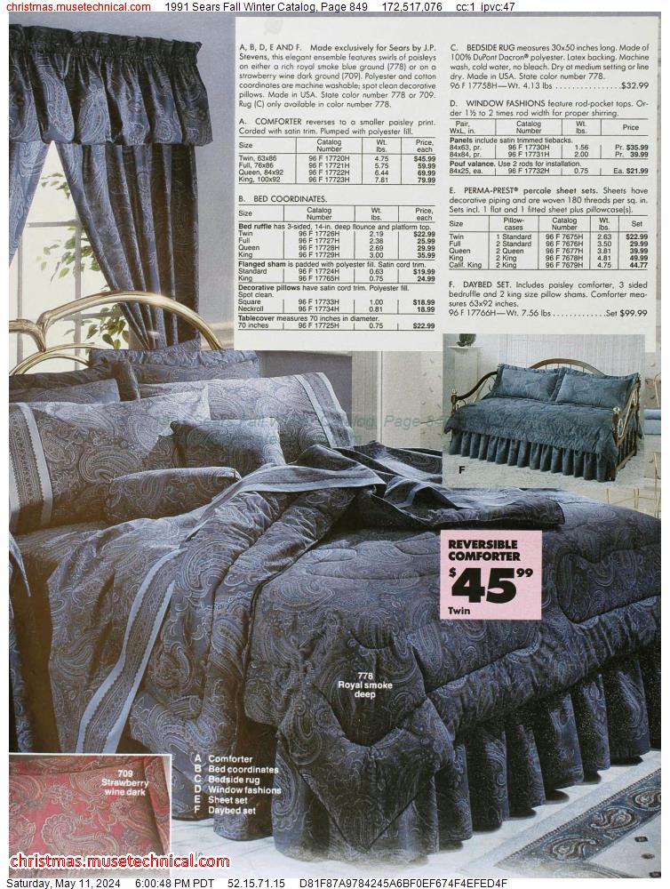 1991 Sears Fall Winter Catalog, Page 849