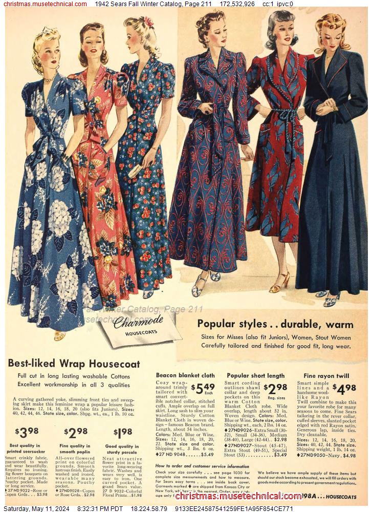 1942 Sears Fall Winter Catalog, Page 211