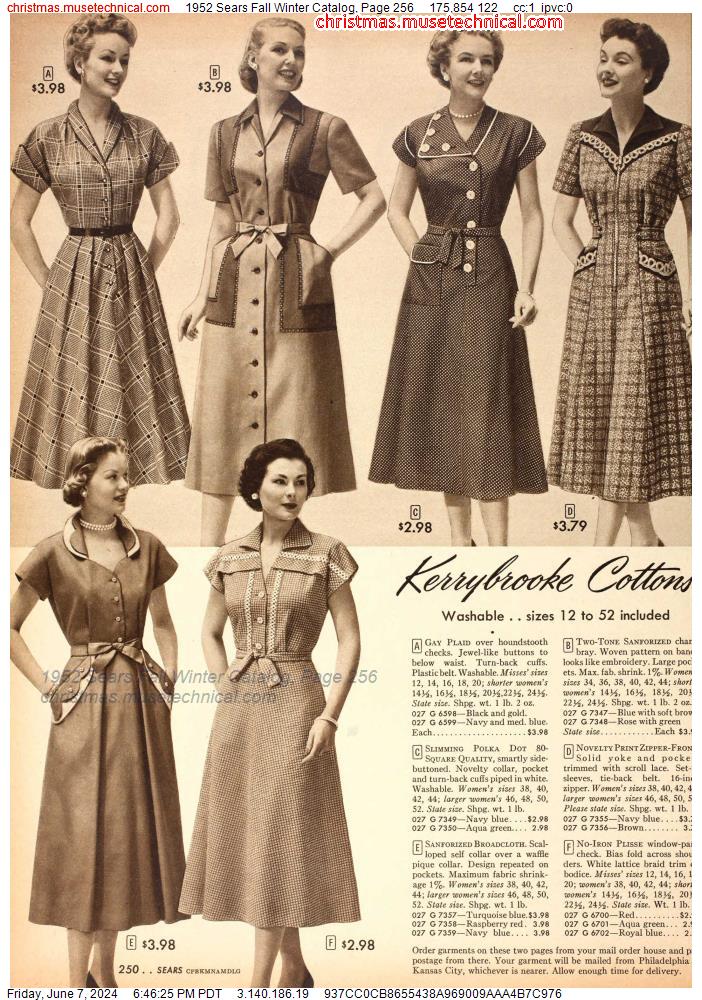 1952 Sears Fall Winter Catalog, Page 256