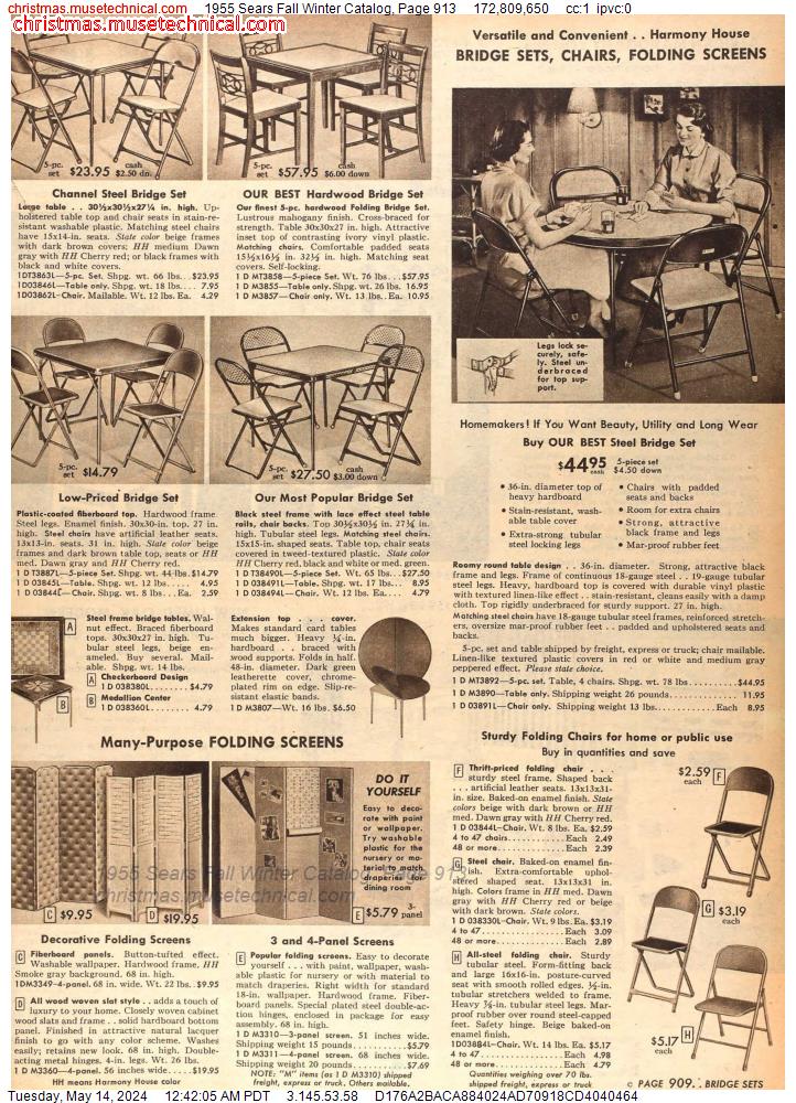 1955 Sears Fall Winter Catalog, Page 913