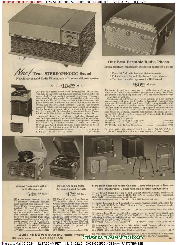 1959 Sears Spring Summer Catalog, Page 854