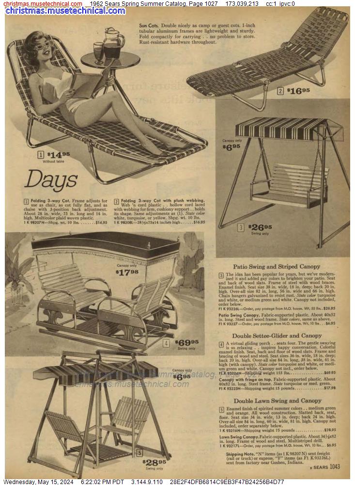 1962 Sears Spring Summer Catalog, Page 1027