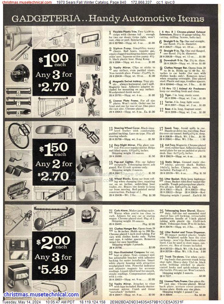 1970 Sears Fall Winter Catalog, Page 840