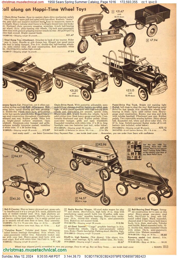 1958 Sears Spring Summer Catalog, Page 1016