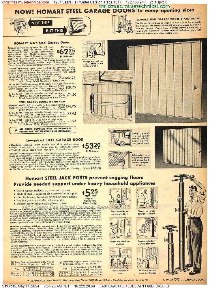 1951 Sears Fall Winter Catalog, Page 1017
