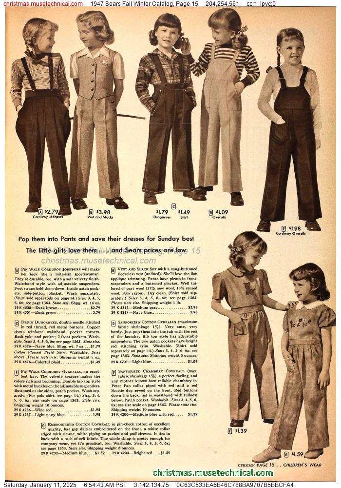 1947 Sears Fall Winter Catalog, Page 15