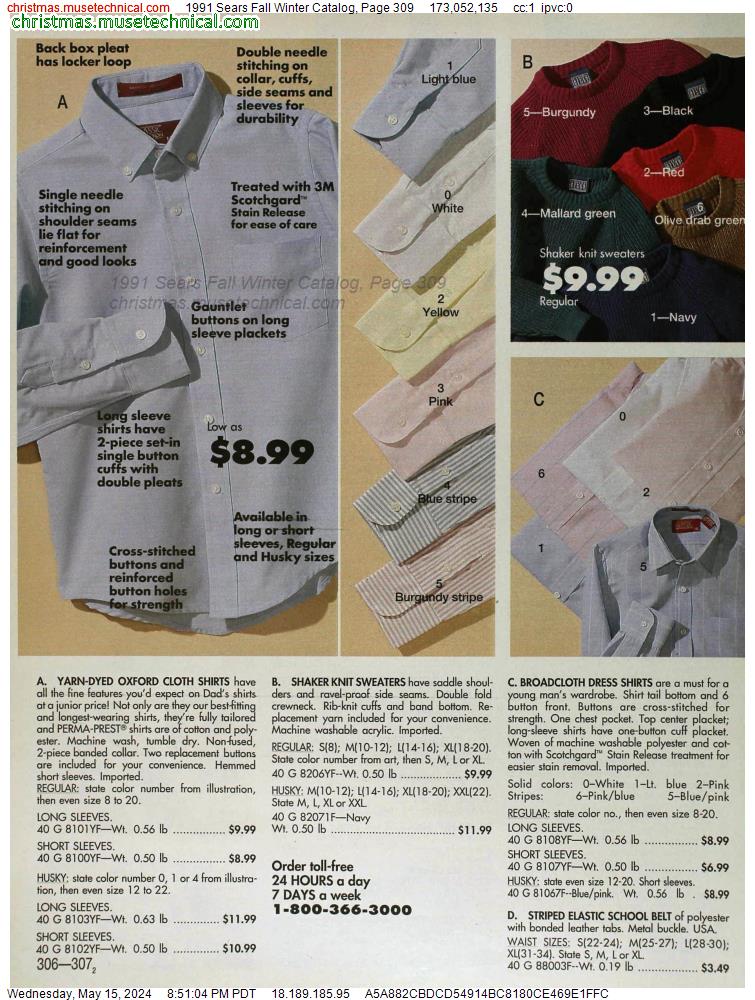 1991 Sears Fall Winter Catalog, Page 309
