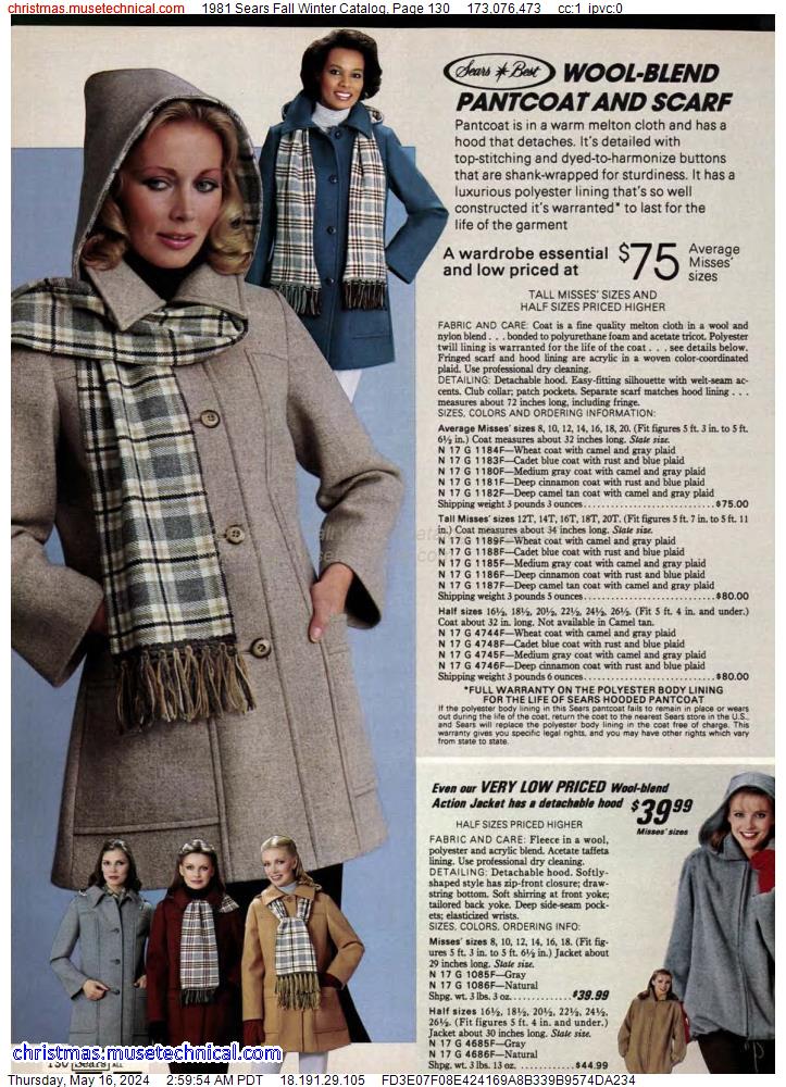 1981 Sears Fall Winter Catalog, Page 130