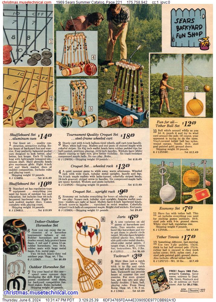 1969 Sears Summer Catalog, Page 221