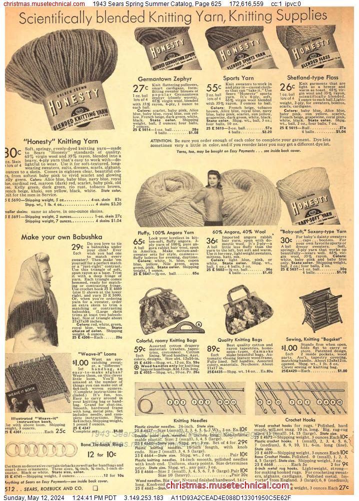 1943 Sears Spring Summer Catalog, Page 625