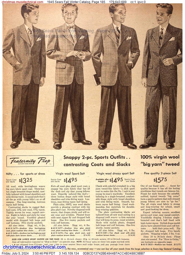 1945 Sears Fall Winter Catalog, Page 185
