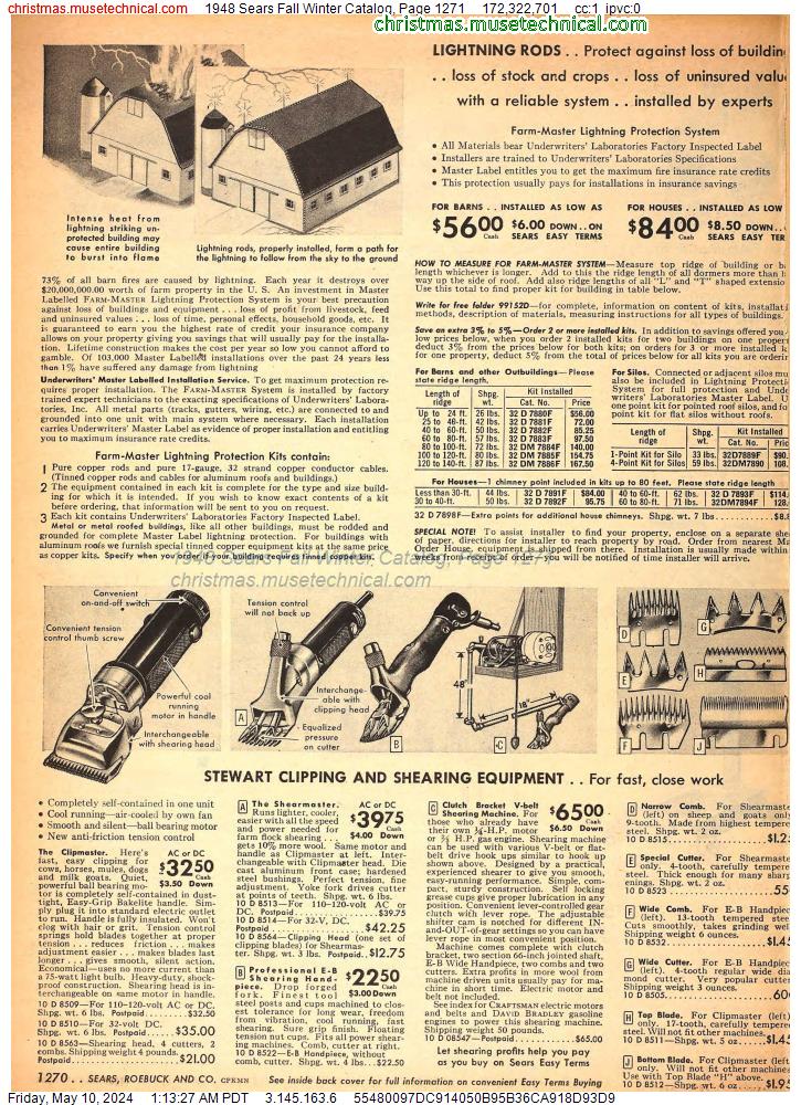 1948 Sears Fall Winter Catalog, Page 1271