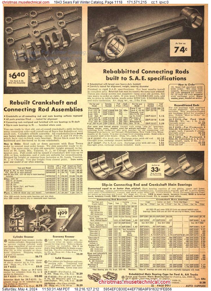 1943 Sears Fall Winter Catalog, Page 1118