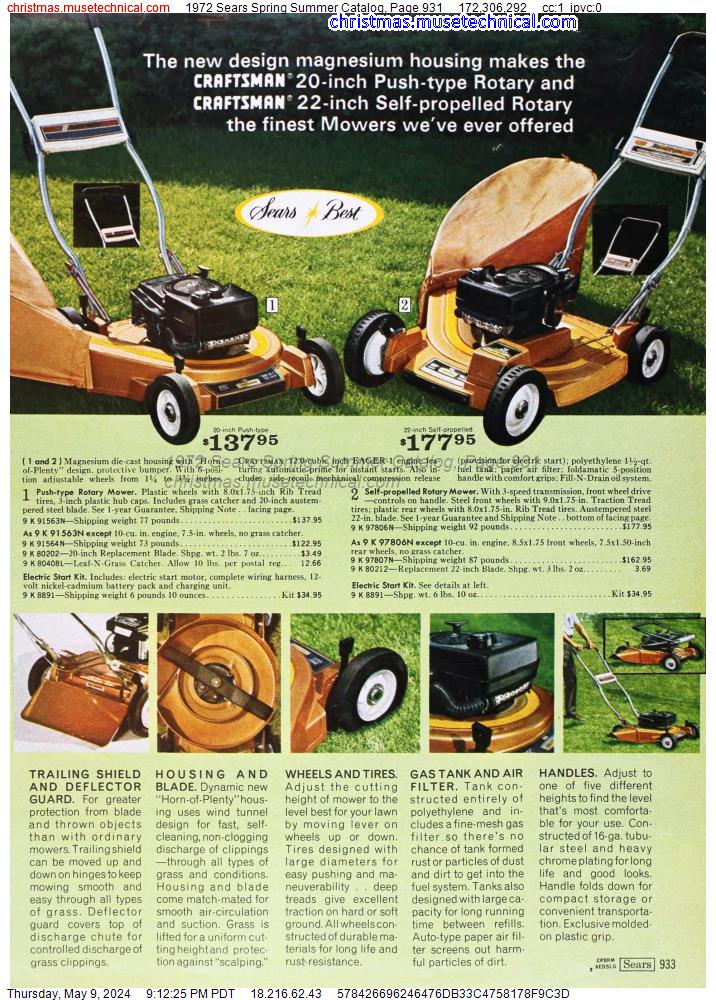 1972 Sears Spring Summer Catalog, Page 931
