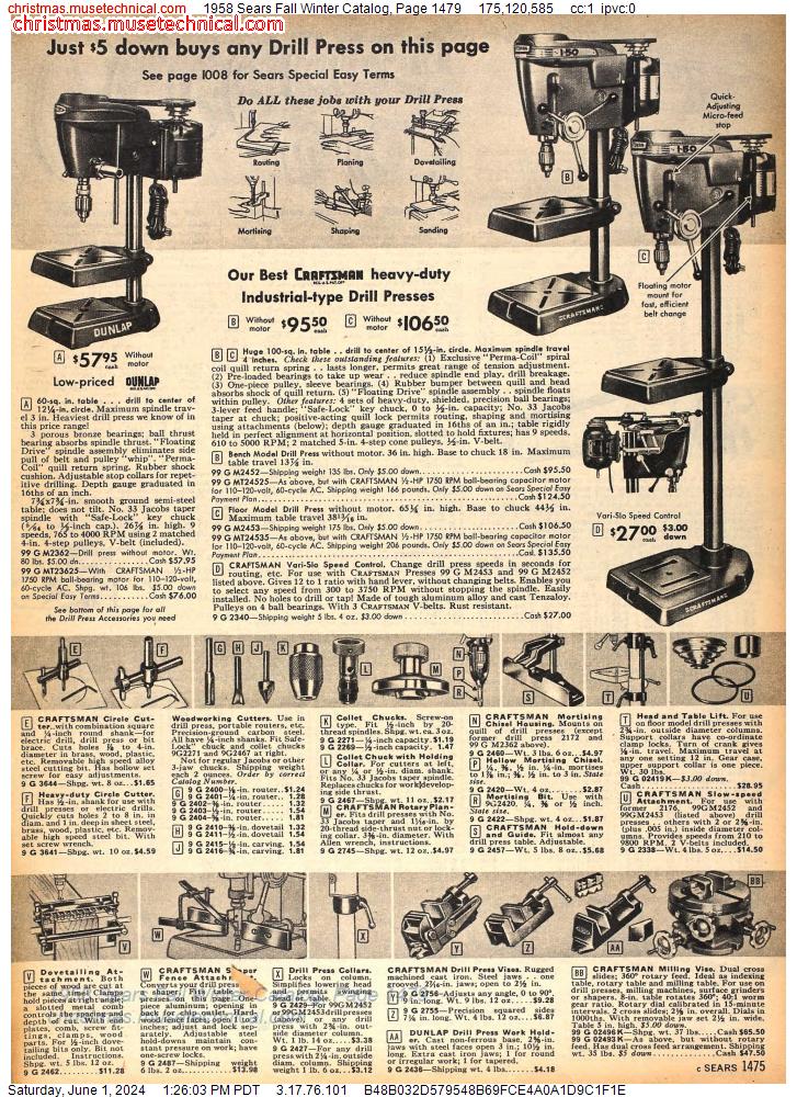 1958 Sears Fall Winter Catalog, Page 1479