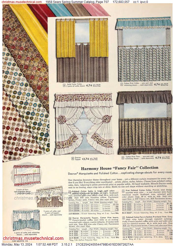 1958 Sears Spring Summer Catalog, Page 707