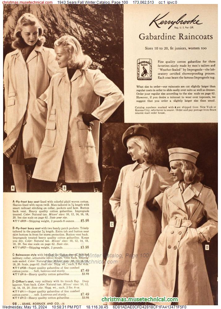1943 Sears Fall Winter Catalog, Page 100