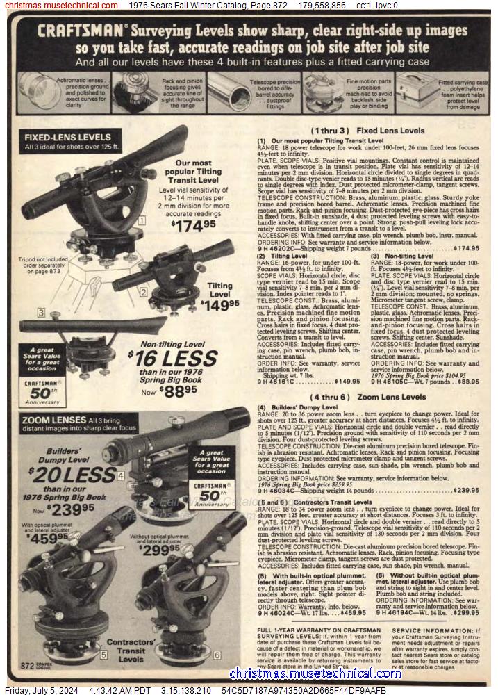 1976 Sears Fall Winter Catalog, Page 872