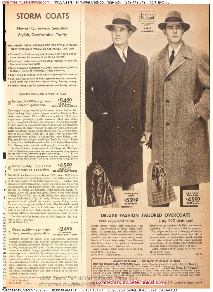 1952 Sears Fall Winter Catalog, Page 524