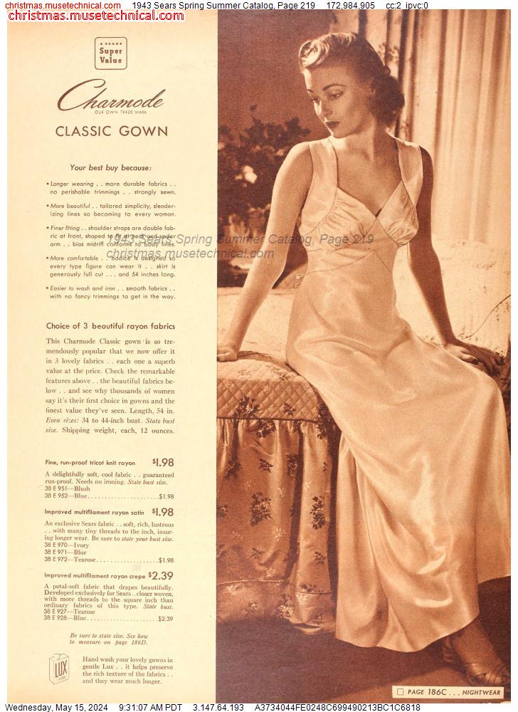 1943 Sears Spring Summer Catalog, Page 219