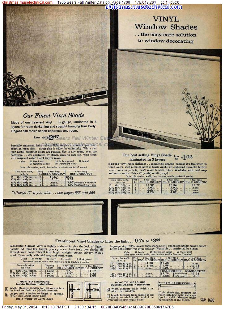 1965 Sears Fall Winter Catalog, Page 1700