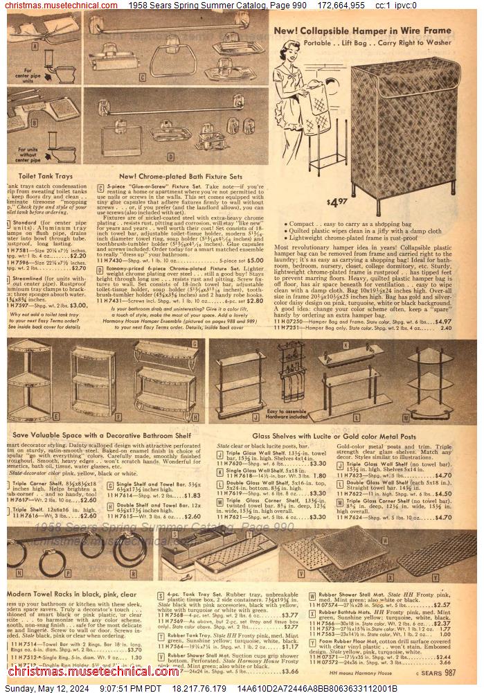 1958 Sears Spring Summer Catalog, Page 990
