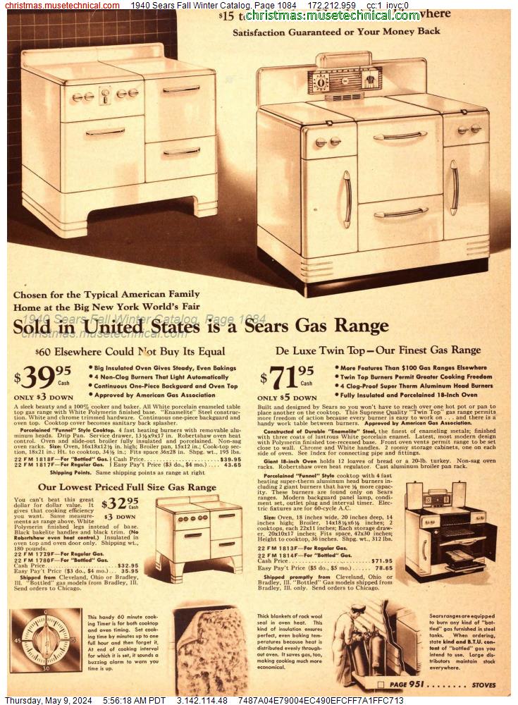 1940 Sears Fall Winter Catalog, Page 1084