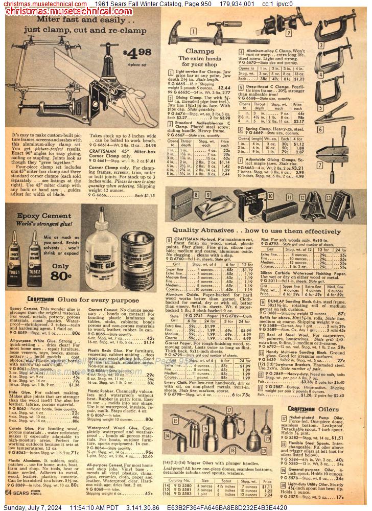 1961 Sears Fall Winter Catalog, Page 950