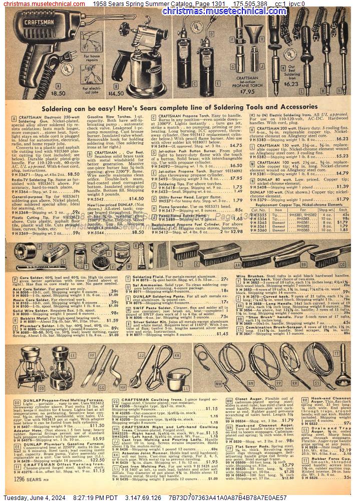 1958 Sears Spring Summer Catalog, Page 1301