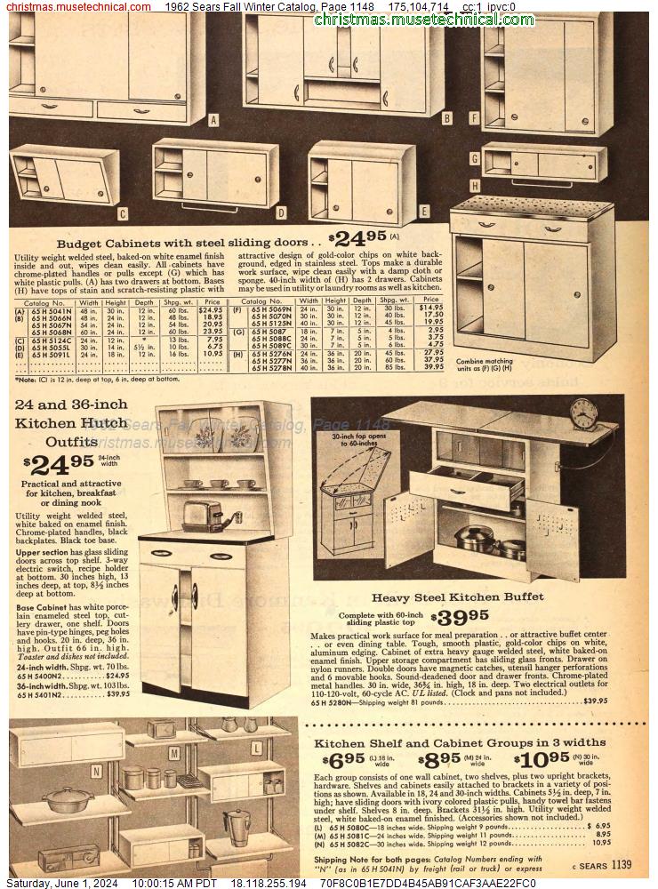 1962 Sears Fall Winter Catalog, Page 1148