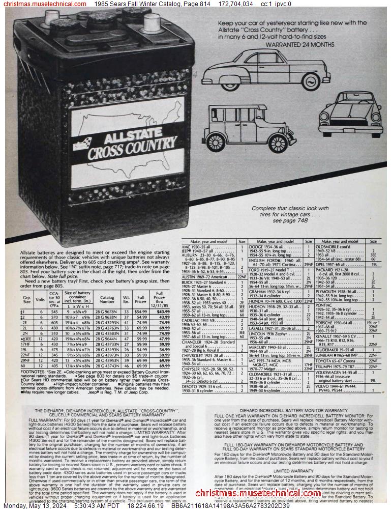 1985 Sears Fall Winter Catalog, Page 814