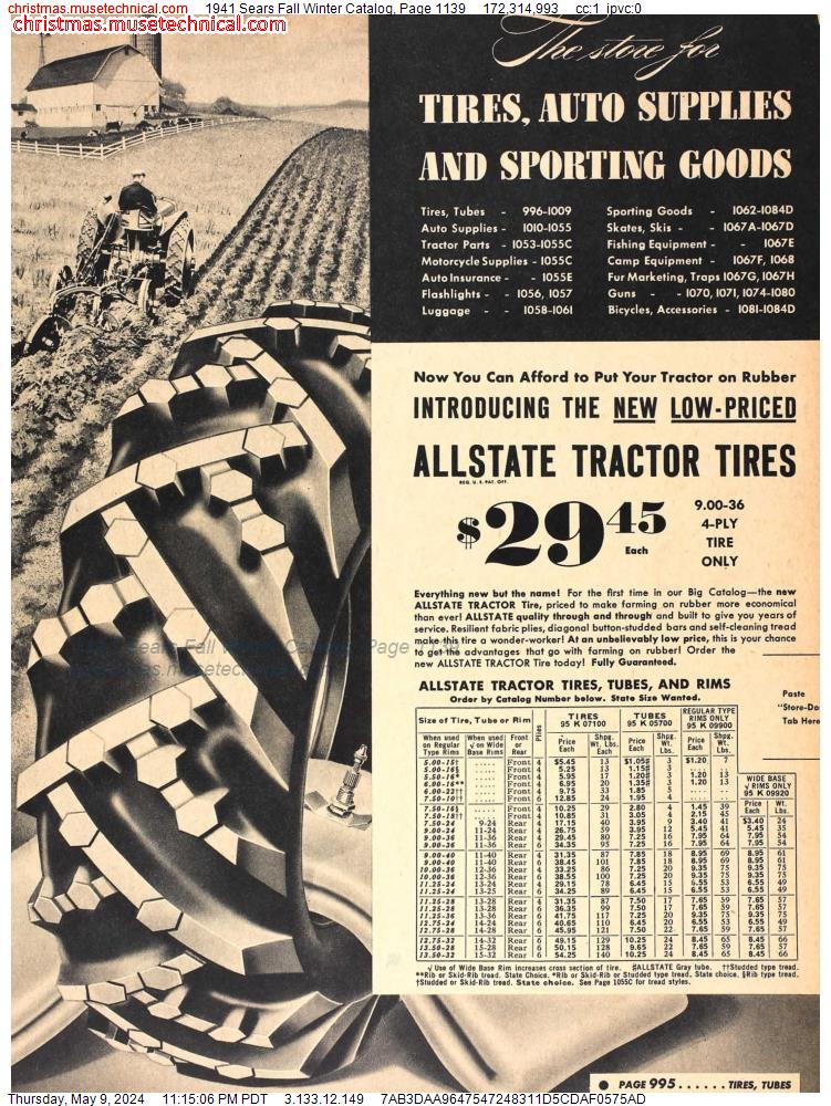 1941 Sears Fall Winter Catalog, Page 1139