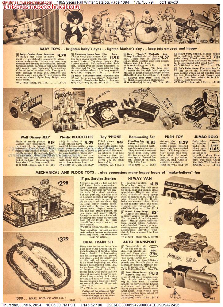 1952 Sears Fall Winter Catalog, Page 1094