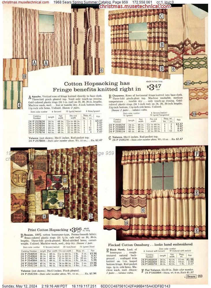 1968 Sears Spring Summer Catalog, Page 959
