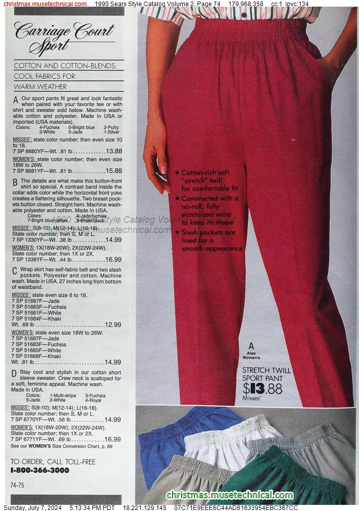 1990 Sears Style Catalog Volume 2, Page 74
