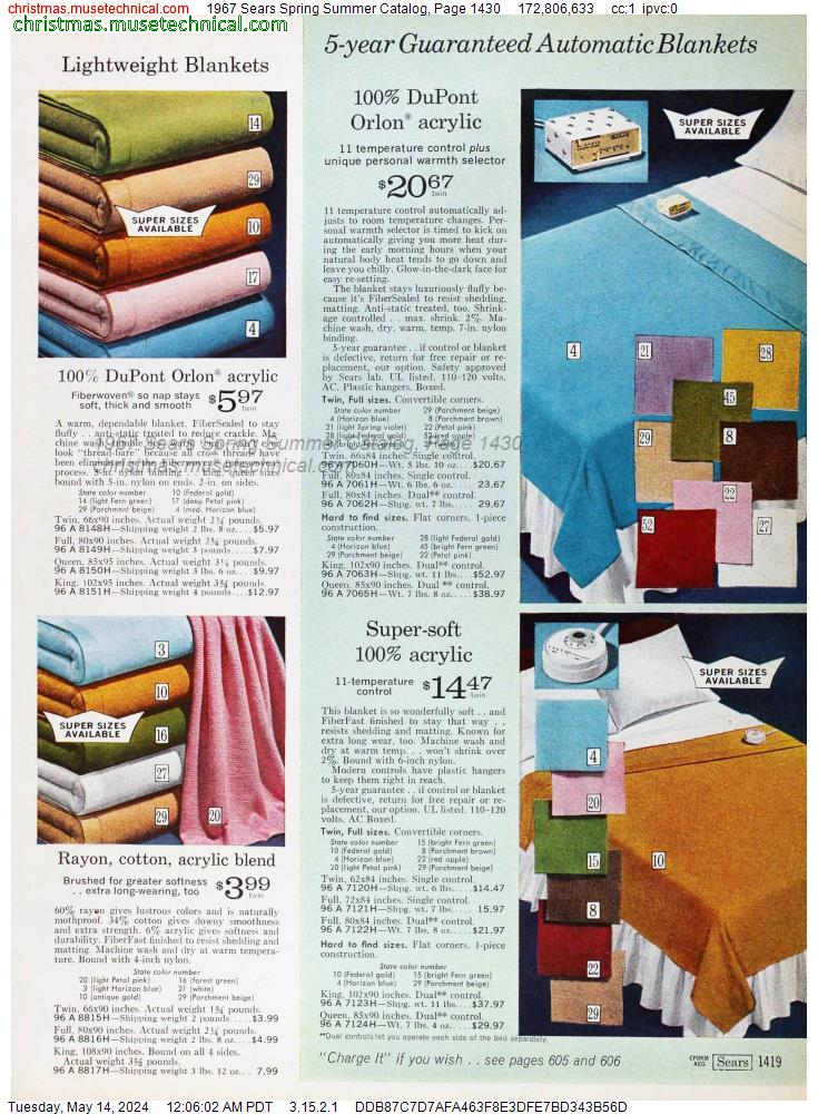 1967 Sears Spring Summer Catalog, Page 1430
