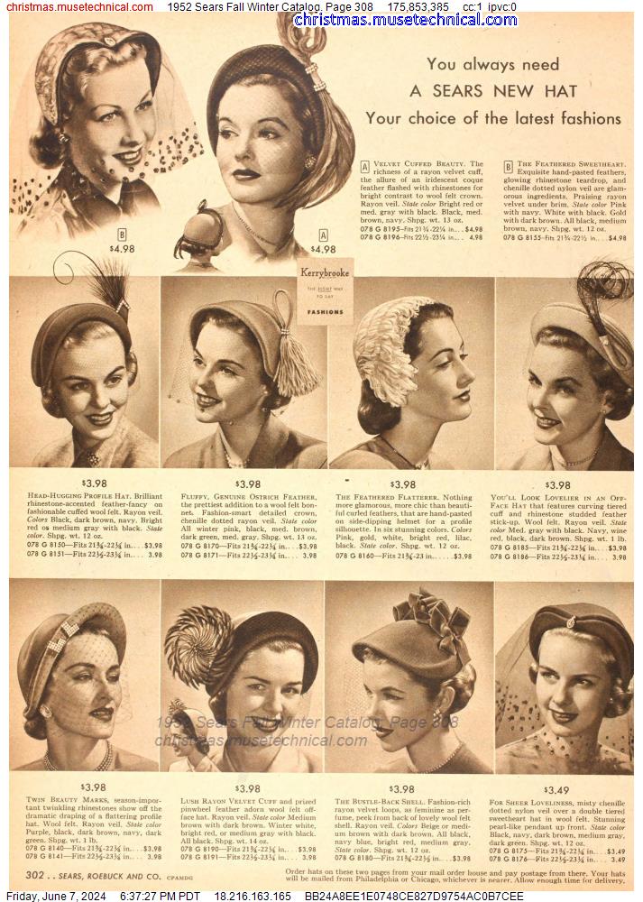 1952 Sears Fall Winter Catalog, Page 308