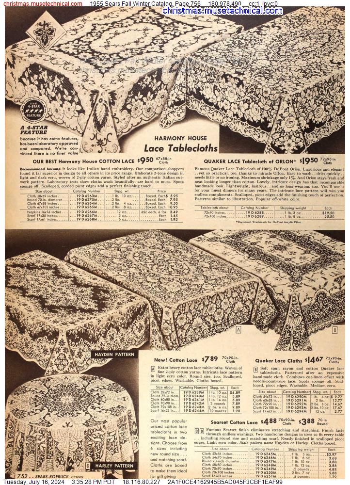 1955 Sears Fall Winter Catalog, Page 756