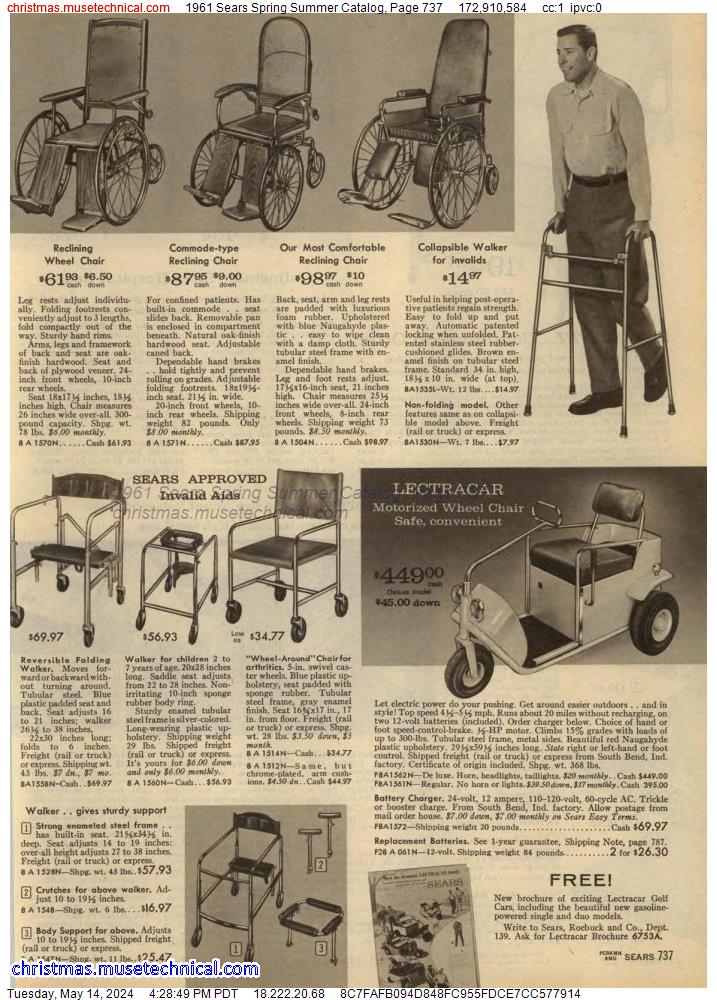 1961 Sears Spring Summer Catalog, Page 737