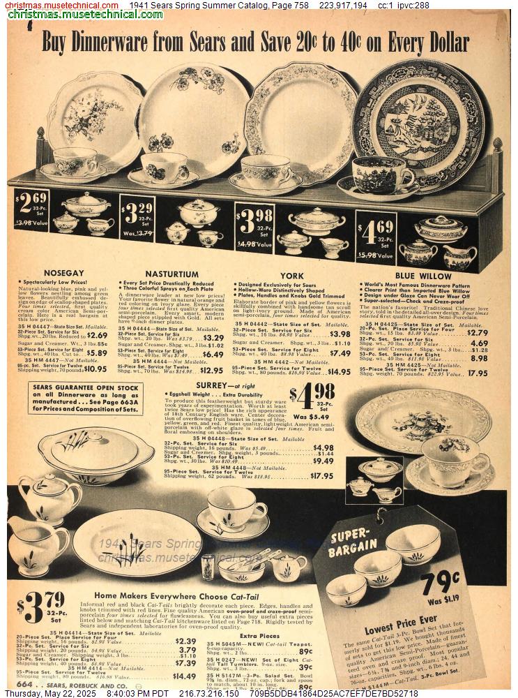 1941 Sears Spring Summer Catalog, Page 758