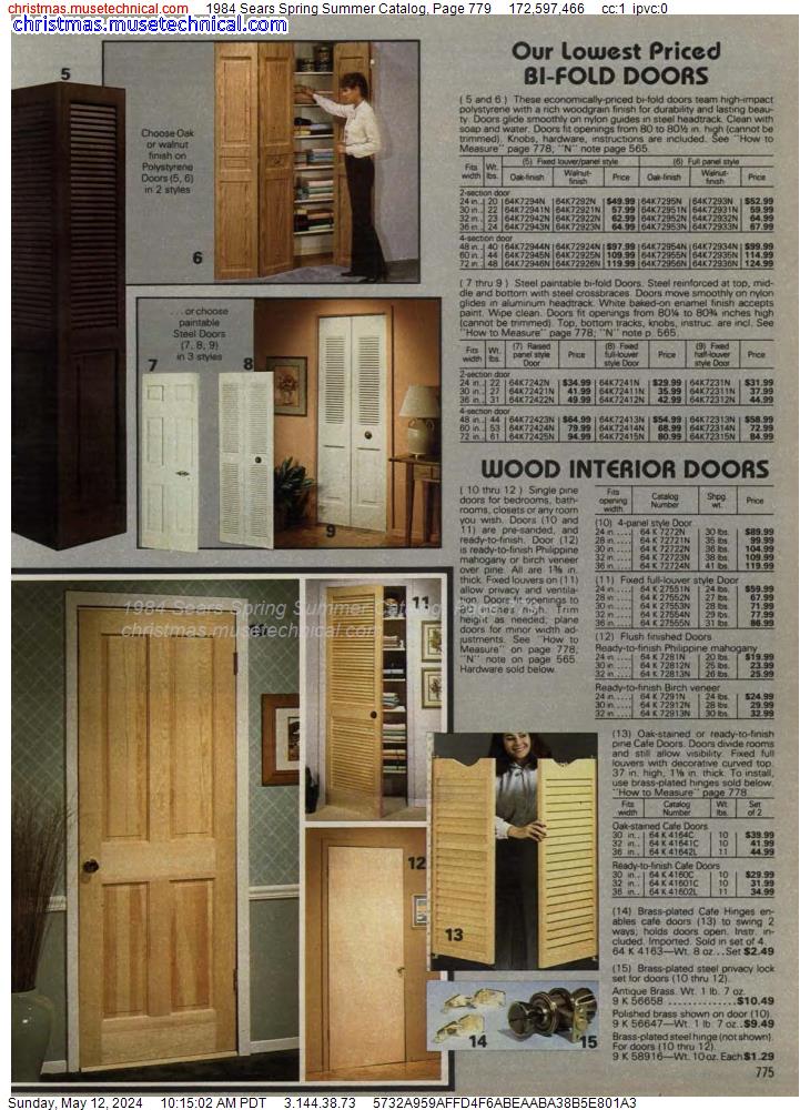 1984 Sears Spring Summer Catalog, Page 779