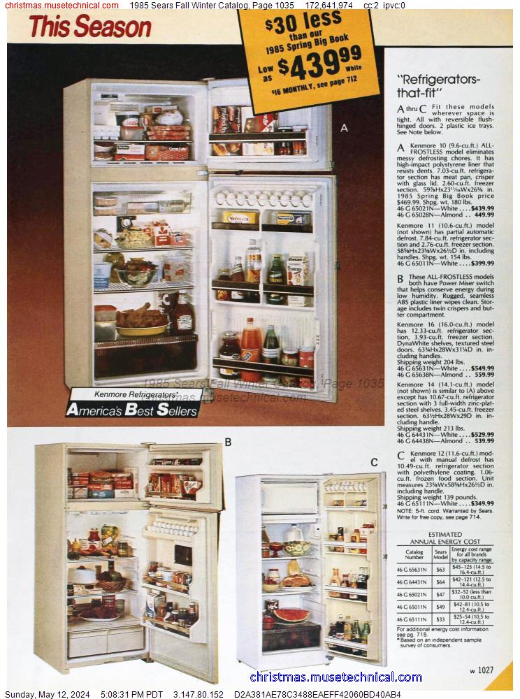 1985 Sears Fall Winter Catalog, Page 1035