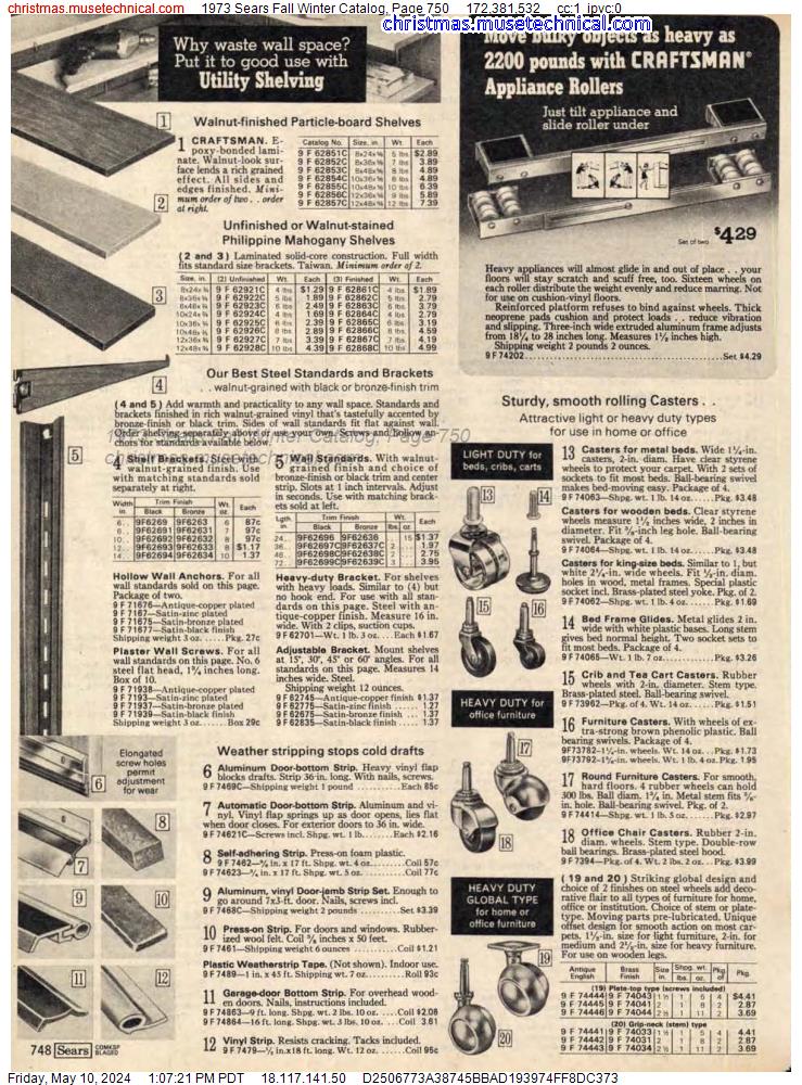 1973 Sears Fall Winter Catalog, Page 750