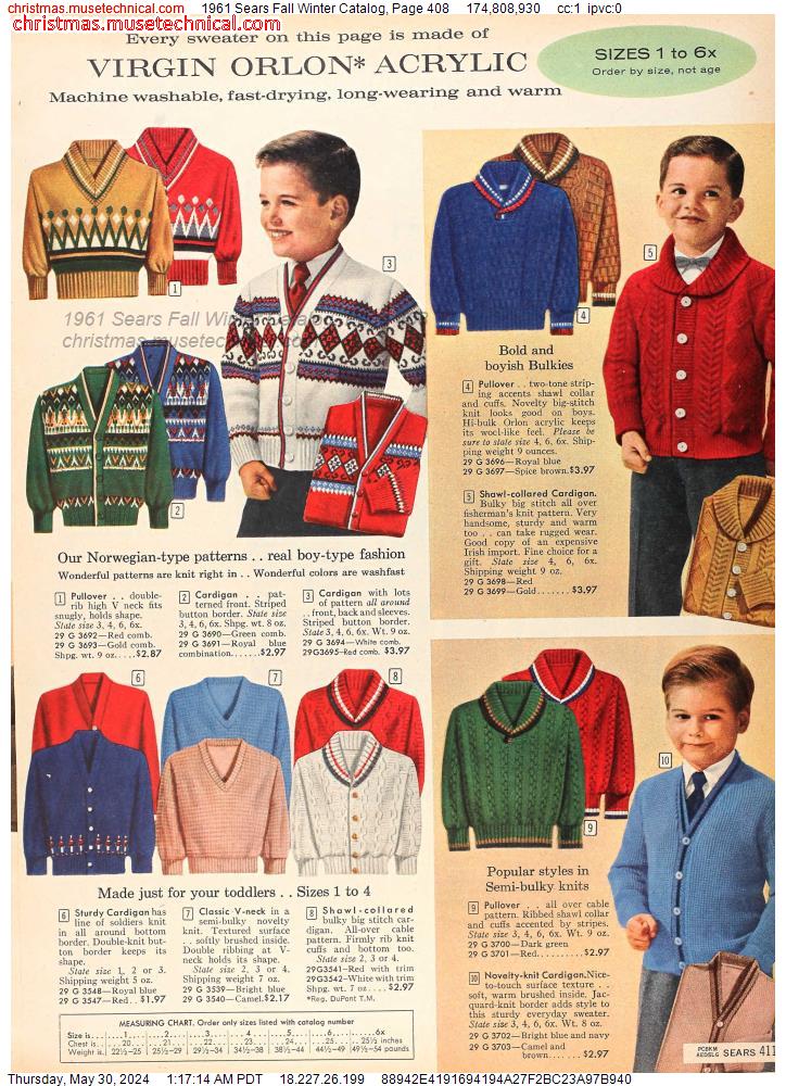 1961 Sears Fall Winter Catalog, Page 408