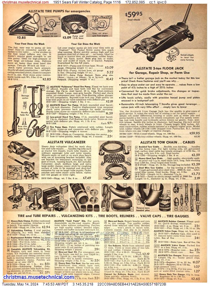 1951 Sears Fall Winter Catalog, Page 1116