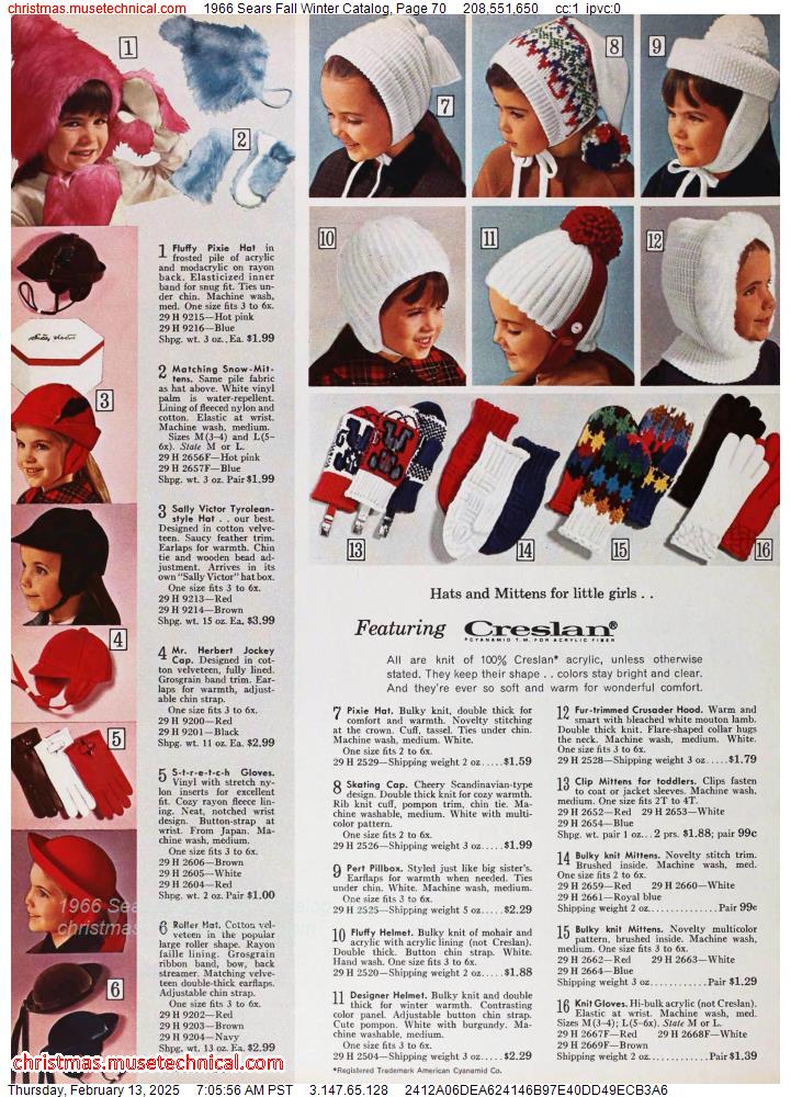 1966 Sears Fall Winter Catalog, Page 70