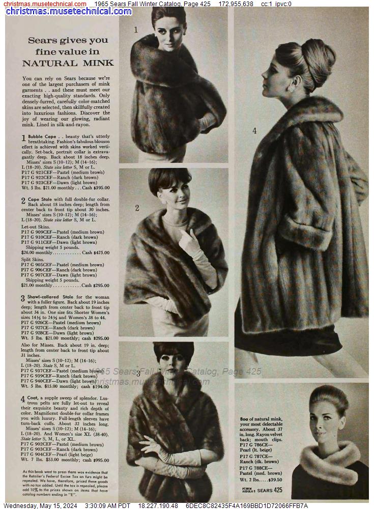 1965 Sears Fall Winter Catalog, Page 425