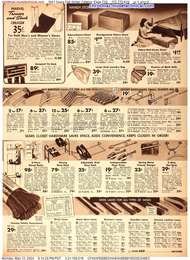 1941 Sears Fall Winter Catalog, Page 730