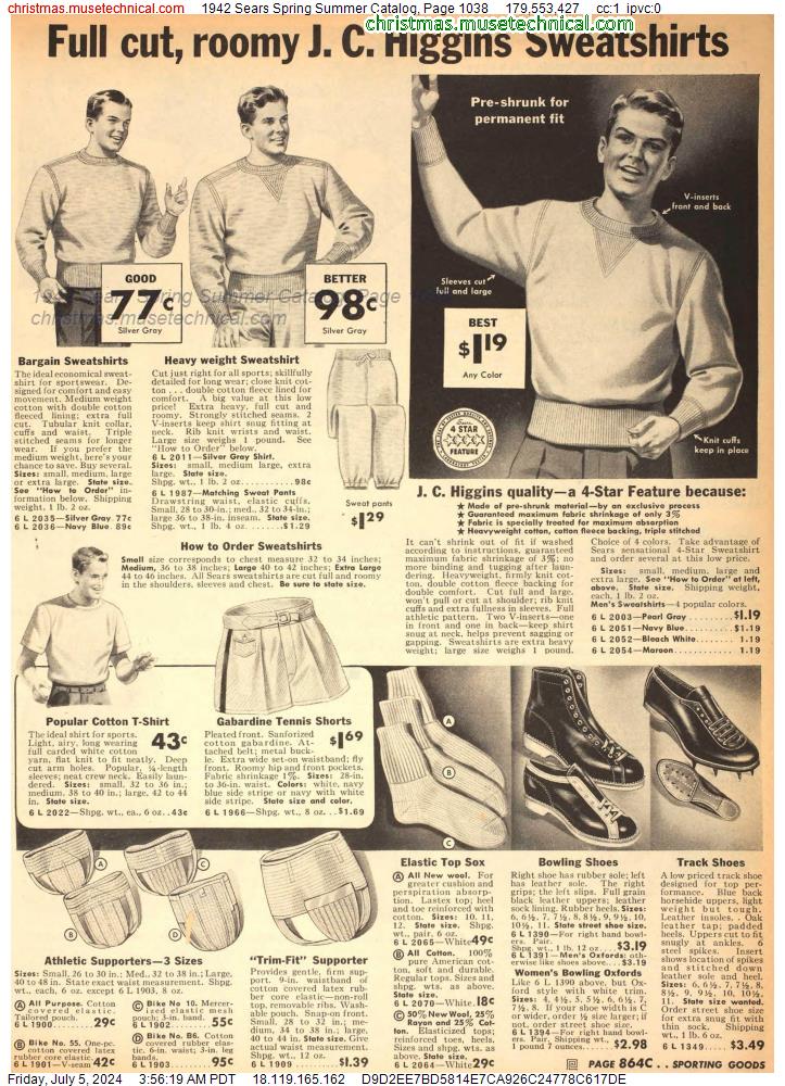 1942 Sears Spring Summer Catalog, Page 1038