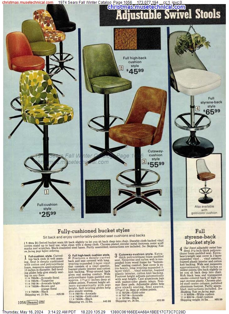 1974 Sears Fall Winter Catalog, Page 1056